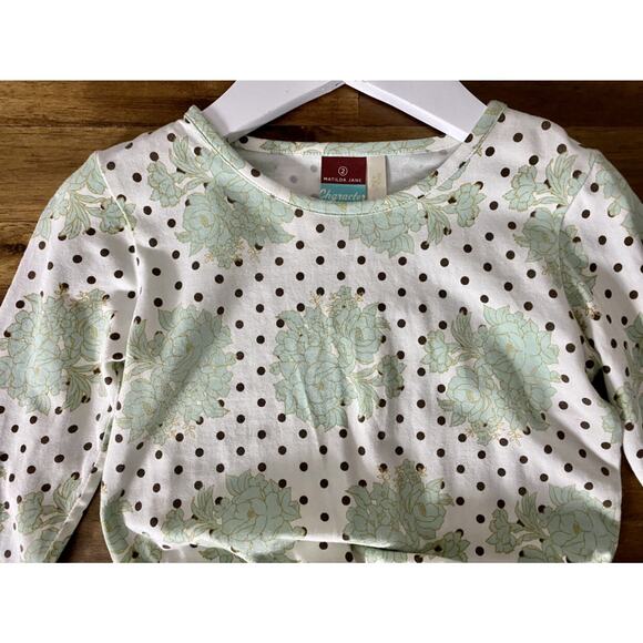 Matilda Jane Heart Soul Pride Aster Elaina Knit Green Brown Polka Dot Floral Top - Picture 3 of 9